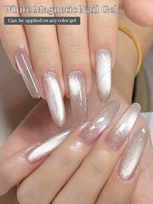 Mtssii 10毫升白色猫咪磁性凝胶，闪耀亮片，营造出如月光般朦胧的星空效果。半永久性可卸全息美甲油，美甲用品。 - 白色 - 查看 4