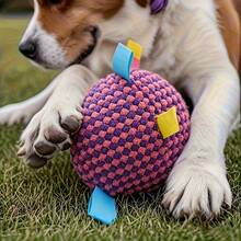 1PC Heavy-Duty Chew-Resistant Dog Ball With Bell - Interactive Tug-Of-War, Soft Training Ball For Aggressive Chewers, All Breeds & Sizes, Indoor/Outdoor Fetch, Durable Polyester Puppy Teething Toy For Mental Stimulation & Exercise, Playful Design, Sturdy Construction, Active Pets, Without Battery, Dog Toy Indestructible, Dog Toys, Dog Accessory - Nhiều màu - Xem 2