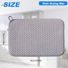 XISH 2 Tapete de Secado de Platos para Encimera de Cocina 38*50cm Alfombrillas de Microfibra para Secado de Platos Escurridor de Platos Absorbente de Microfibra Tapete para Encimera Fregaderos Cocina - Gris - Ver 4