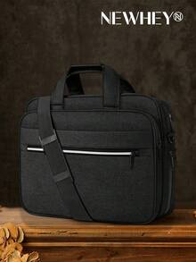 NEWHEY 15.6英寸笔记本电脑包，公文包款式，防水笔记本电脑手提包，可扩展笔记本电脑斜挎包，男士适用，适合旅行、商务和工作场合 - 黑色 - 查看 11