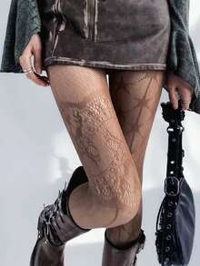 Quần legging màu cà phê thiết kế mới của AB Design, tất lưới gợi cảm phong cách Punk, quần tất lưới in hình ngôi sao năm cánh bằng ren ngọt ngào theo phong cách Gothic Lolita. - Nhiều màu - Xem 3