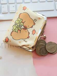 1pc Cute Capybara PU Coin Purse, Cartoon Mini Earphone Case, Coin Pouch