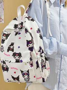 Mochila Sanrio Kuromi e Hello Kitty - Adequada para Estudantes do Ensino Fundamental, Médio, Médio e Universitário, Mochila Infantil Espaçosa, Ideal para Escola, Viagem e Uso Diário. Design de Desenho Animado Fofo, Detalhes Requintados, Material Durável, Alças de Ombro Reforçadas, Design de Vários Bolsos, Pode Armazenar Livros, Artigos de Papelaria e Itens Essenciais, Confortável para Uso Prolongado, Um Presente Ideal para Todos os Fãs de Sanrio de Todas as Idades. - Multicolorido - Visão 4