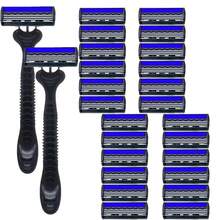 Juego de Maquinilla de Afeitar de 3 Capas para Hombres, Cuchillas de Acero Inoxidable y Mango de Plástico, Lavable, Maquinilla de Afetar Desechable y Práctica para Viajes - Multicolor - Ver 19