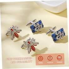 Gemelos Abeja Diamante gemelos de gata corbatas para hombre corbatas aqua para hombres reloj de hombre anillos hombre camisas gemelos trajes gemelos rojo - 2 x 1,5 cm x 3 unidades - Ver 3