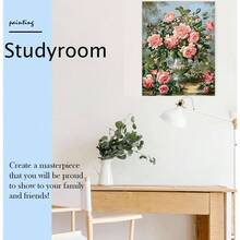 Pintura por Nmeros, 40 * 50cm Cuadros para Pintar con Numeros y Pintura Lienzo y Pinturas Acrlicas, Acrlico Kit de Pintura con 3 Pinceles, para Decoracin Hogar flor - Flor - Ver 3