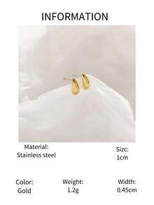 1 Pasang Anting Tusuk Minimalis Bentuk Tetesan Air dari Stainless Steel, Anting Kecil Modis dengan Desain Unik - Yellow Gold - View 7
