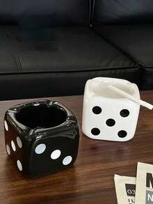 Ceramic Dice Ashtray, Suitable For Home And Outdoor Use, Novel And Unique, Can Be Used As A Cigarette Ashtray, Portable Ashtray, Applicable For Car And Dining Table - Multicolor - View 3