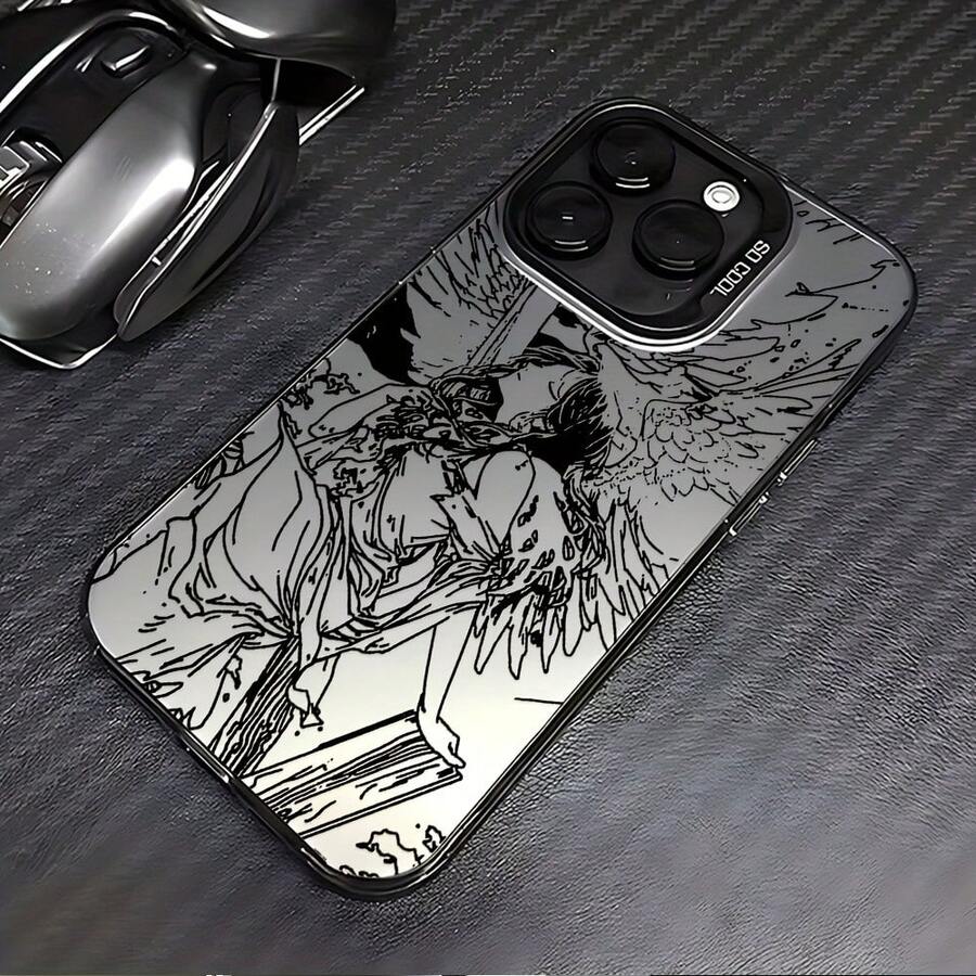 Funda para teléfono con temática de moda gótica y diseño de ángel redentor, compatible con modelos de 17, 16E, 16, 15, 14, 13, 12, 11, Pro,,, X, XR, XSMAX, 8 y Plus.Ofrece protección anti-caídas con una cubierta trasera esmerilada.17  17promax - Negro - Ver 1