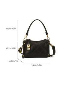 斋月庆典新款时尚撞色绗缝迷你手提包、迷你斜挎包、迷你儿童包、超小口红包、纯色手拿包、迷你晚宴包 - 繡線方鎖方盒 - 查看 3