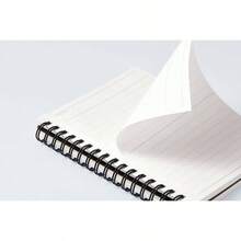 Maruman Mnemosyne - Bloc de notas con forro A6, 5.8x 4.5 pulgadas, 80 hojas/ 160 pginas, cuaderno de rayas estrechas de mm, pginas perforadas y encuadernado con alambre para colocar plano, negro - negro - 5,83\" x 4,13\" (7 mm rayado) Doble alambre - Ver 6