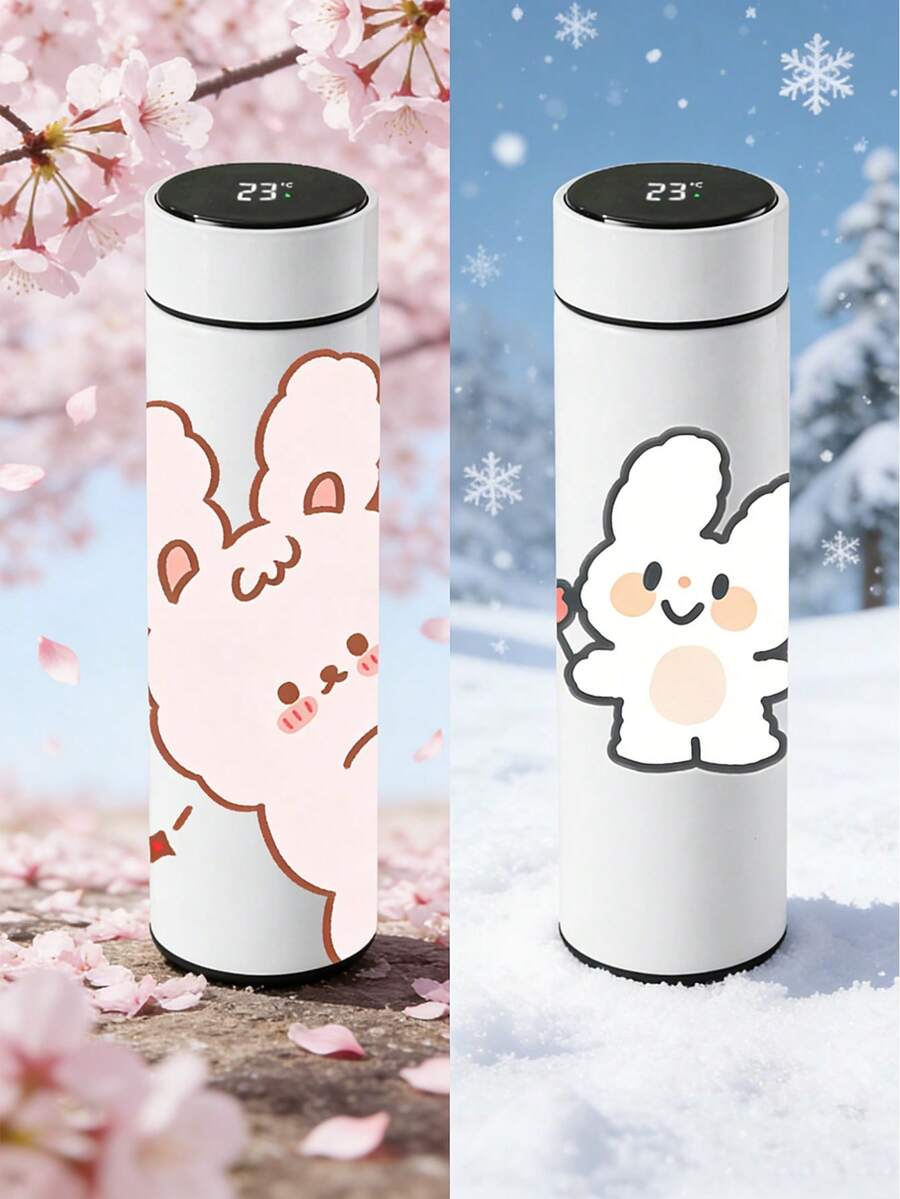 Botella de agua aislada al vacío de 500ml con inspiración colorida, gran capacidad, monitoreo preciso de temperatura, adecuada para estudiantes y trabajadores de oficina, combina diseño y practicidad - Multicolor - Ver 1