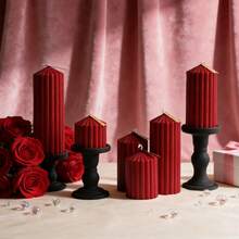 1pc 7.5-15cm Nordic Luxury Spire Red Pillar Candle, Soy Wax Candle, Romantic Dinner Candle, Wedding Centerpiece Decoration, Festive Atmosphere Decor, Home Decor Item, Suitable For Proposal Occasions, Elder's Birthday, Party Celebrations, Relaxation Meditation, Birthday Gift, Photography Props, Valentine's Day Illumination, Romantic Home Decor, Valentine's Day Surprise Gift - Multicolor - View 3