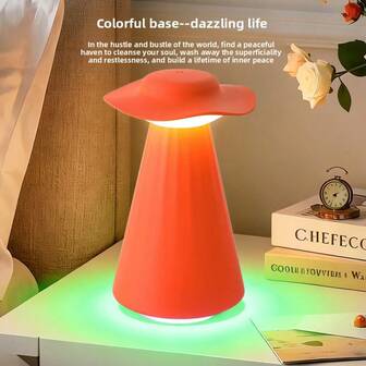 Motion Sensor Light, Touch Dimming Desk Lamp, LED RGB Atmosphere Light, Wireless Mushroom Lamp, Bedroom Lamp, Portable Atmosphere Light, Living Room Bedside Touch Lamp, 2400mAh Battery Powered Modern Lamp. Suitable For Birthday Gift, Indoor Decor, Outdoor Camping, Cafe, Bar, Bedroom Atmosphere Nightlight.