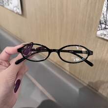 1 Pair, Women's Oval Frame Transparent Lens Glasses, Y2K Retro Style Small Frame Glasses, Fashionable Computer Glasses,  Commuting Accessories, Retro Aesthetics, Fashion Design, Lightweight Frame, Women's Glasses, Suitable For Office Workers, Adult Size - 黑色 - 查看 3