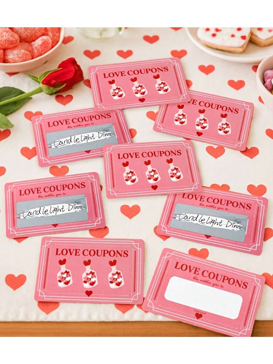 30 tấm thiệp cào chủ đề Ngày Valentine kèm hình dán cào - Trò chơi bất ngờ lãng mạn tự làm, thiệp cào hình trái tim chủ đề tình yêu, thích hợp cho các bữa tiệc, quà tặng Ngày Valentine (Cào và hé lộ thông điệp) - Nhiều màu - Xem 1