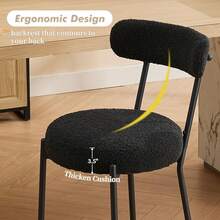 Techigher Bar Stools Set Of 2, Mid Century Counter Height Bar Chairs With Metal Legs, Upholstered Modern Bar Stool Chair For Kitchen Island - Black - View 3