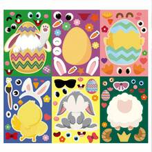 6/12pcs Easter Stickers, Easter Eggs, Rabbits, Chicks, Lambs Sticker Decals, DIY Face Mask Stickers, Easter Basket Filler, Holiday Gift Bag Stuffers, Handmade Craft Stickers - Multicolor - View 8