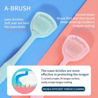 这款舌刮套装包含3个双面设计的舌刮，满足您所有的舌头清洁需求。一面是柔软的密实刷毛，可以温和地去除舌头表面的食物残渣和细菌。