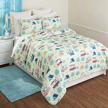 Lakeside Collection Retro Happy Glamping Lifestyle Juego de Ropa de Cama(Individual Juego de colcha marfil) - Multicolor - Ver 2
