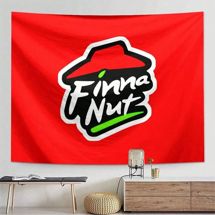 1 Stück Finna Nuss Wandteppich, Polyester Wandbehang Dekoration für Wohnzimmer, Schlafzimmer, Büro, rechteckige Küchenwanddekoration mit Falleffekt, inklusive 2 Wandnägel und 2 Clips, Wandteppich - Rot - Übersicht 1