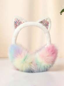 1个可爱耳罩，带毛绒耳罩和闪亮装饰 - 柔软舒适的冬季女童头饰，颜色随机（粉色和粉彩色系），秋冬季完美之选 - 彩色 - 查看 12