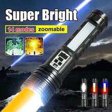 High Power Flashlight, Super Large Capacity, Built-In Rechargeable Battery, Long Range, Multi-Function, Outdoor, Strongest LED Flashlight, Spotlight - Black - View 2