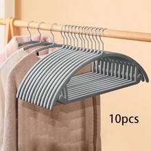 10个植绒衣架，家用，防滑无缝，半圆形设计，专为整理衣物而设计 - 彩色 - 查看 10