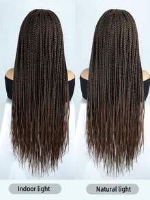 Full Double Lace Braid Wig With Baby Hair 36" Knotless Box Braided Wigs For Women Long Braided Lace Wigs Synthetic Braided Lace Front Wigs - Multicolor - View 9