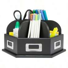 Studio Designs 12166 Organizador de madera para escritorio tipo carrusel en color negro - Multicolor - Ver 4