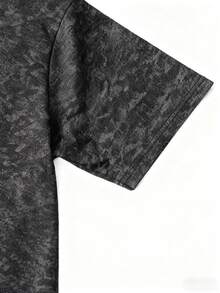 Japanese Style Women's Loose Round Neck Fashion Versatile Japanese Text Print Tie-Dye Short Sleeve T-Shirt, Spring/Summer - Black - View 6