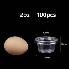 YQQ 100 Vasos Plástico con Tapa Para Porciones 2ozPuede reutilizarse Ideales para Preparar Comidas Aderezos para Ensaladas Chupitos Gelatina Soufflés Condimentos y Salsas 100 2oz5735 - transparente - Ver 2