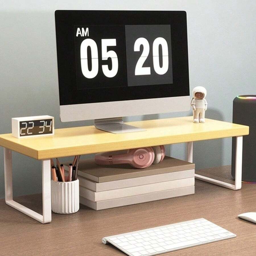 1 chiếc giá đỡ màn hình bằng gỗ có ngăn chứa đồ, giá nâng màn hình máy tính xách tay cho bàn làm việc tại nhà và văn phòng, giá đỡ laptop, hộp đựng đồ dùng văn phòng. - Nhiều màu - Xem 1