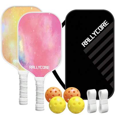 Performance Pickleball Paddles (Set Of 2) With Advanced Honeycomb Core For Control & Power, Includes 4 Balls & Carry Bag