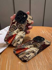 1件复古个性化女士与白马图案竖条纹仿皮软保护手机壳，兼容和（17/17 Air/17 Pro/17 Pro Max） - 彩色 - 查看 2