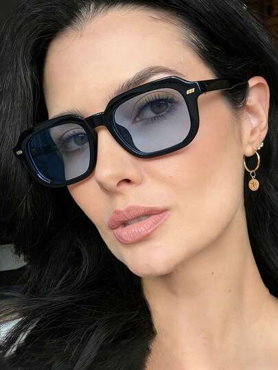 New Fashionable Retro Small Frame Square Decorative Glasses, Minimalist High Quality Rivet Design, Suitable For Daily Wear, Casual, Beach, Street Style For Women And Men
