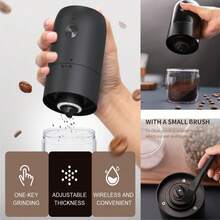 Máy xay cà phê điện chuyên nghiệp, phù hợp cho pha cà phê nhỏ giọt/bình Moka, động cơ đồng nguyên chất giảm tiếng ồn, lõi xay gốm độ chính xác cao có thể rửa được, sạc nhanh Type-C (với pin lithium 1800mAh), xay xung một chạm, hộp đựng bột trong suốt, thiết kế chống bắn tóe, phù hợp cho việc pha cà phê hàng ngày. - Nhiều màu - Xem 4