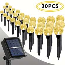 30LED Solar Ground Light Outdoor Waterproof Path Light, Semi-Embedded Wedge Design Suitable For Garden, Lawn, Terrace, Courtyard, Solar Outdoor Lighting Home Decoration - 暖白色 - 查看 11