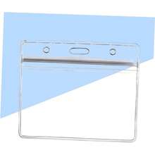 Porta Credenciales Para Oficina y Escuela, Tamao 100x85 Mm, Plstico Transparente, Paquete De 10 Unidades, Diseo Horizontal, Resistente Al Agua, Uso Diario Para Identificacin - Transparente - Ver 5