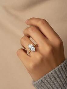 Nhẫn đính hôn/nhẫn cưới hình oval sáng bóng 1/2/3 carat, bạc sterling 925, nhẫn hứa hẹn/nhẫn vĩnh cửu dành cho nữ, món quà trang sức tinh tế. - Vàng - Xem 6