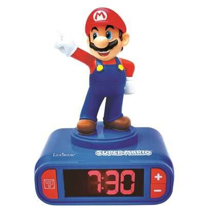 Lexibook Despertador Mario Bros para Meninos e Meninas com Luz Noturna - Tela LCD, 6 Tons e 6 Sons com Função Soneca - Despertador Educativo para Crianças ⚫ Frete GRÁTIS ✅ Entrega em 24/48h para a Espanha Continental