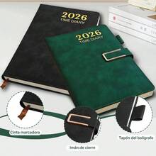 Agenda 2026, planner 2026, Planificador Diario, Semanal y Mensual con Pestaas de2026, cubierta de alto espesor, Papel A5 21, 5x14, 5cm Negro - Verde - Ver 3