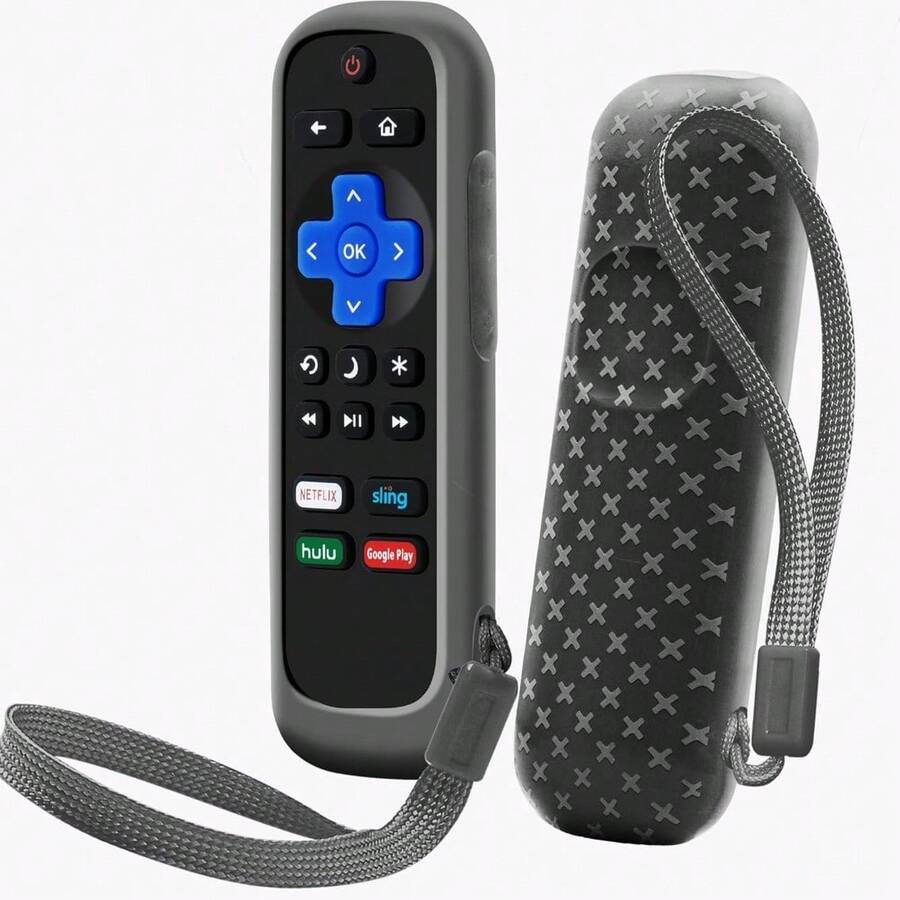 Case For  Roku TV RC280 Remote, Battery Cover For Hisense Roku Remote Replacement Silicone Universal Sleeve Skin Glow In The Dark White - Non-glow Black - View 1