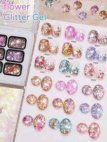 Jillradia 9-Color Glue Gel - Semi-Solid Nail Polish Suitable For DIY Manicure, /Korean Nail, Smudge Canned High-Saturation Sparkling Gel For Salon - 彩色 - 查看 4