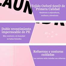 2PCS Cestos Ropa Sucia Plegable,Cesto para Ropa Sucia Fácil de Transportar,Fabricado de Tela Oxford,Cesta para la Colada Alta Capacidad,82L Cesto de Ropa Sucia de Primera Calidad con Asas(Gris & Rosa) - 1 - Ver 7