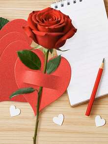 10张红色闪光心形信封卡片，非常适合婚礼、周年纪念日和情人节派对装饰 - 闪亮的心形卡片，搭配心形花卉图案，可作餐桌装饰卡片（10张装）