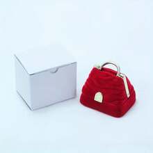 1pc Sweet Cute Velvet Handbag Shaped Jewelry Box Pendant Jewelry Earrings Necklace Storage Box Best Friend Lover Student Birthday Gift Box - Jewelry Box - View 8