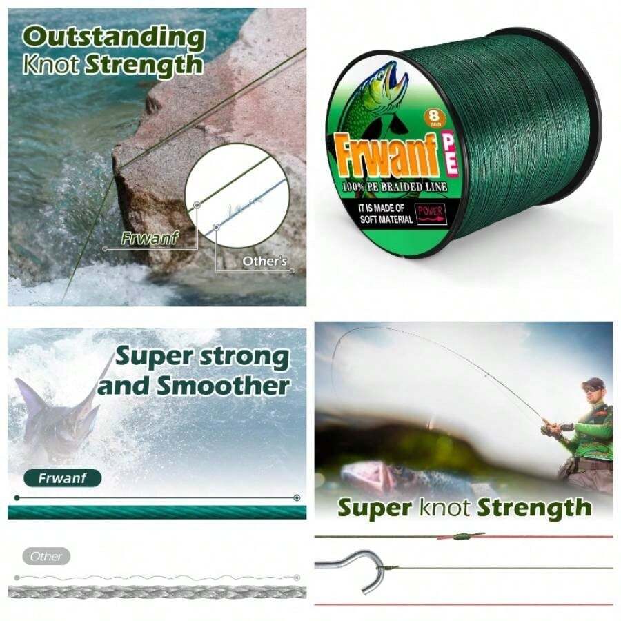Braided Fishing Line 8 Strands Strong PE Fishing String ExtremePower Fishing Braid Line Saltwater and 250LB 300M/328Yards Moss Green - musgo verde - Ver 1