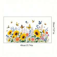 1 szt. Kolorowa naklejka na okno z motywem kwiatu, statyczna, materiał PVC, nowoczesny design, odpowiednia do dekoracji szklanych w domu, kuchni i biurze, łatwa w montażu i demontażu bez pozostawiania śladów, dekoracja pokoju, poprawiająca atmosferę pomieszczenia, żywa dekoracja okienna - Wielokolorowe - Zobacz 8