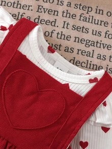 两件套女婴情人节套装，红色爱心荷叶边连体衣+长袖连体衣 - 彩色 - 查看 6